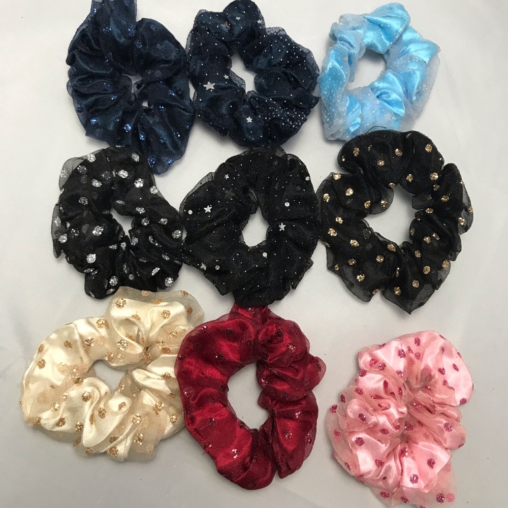 Pack of 3 Scrunchies Glitter Shimmer Hair Ties Pick Your Own